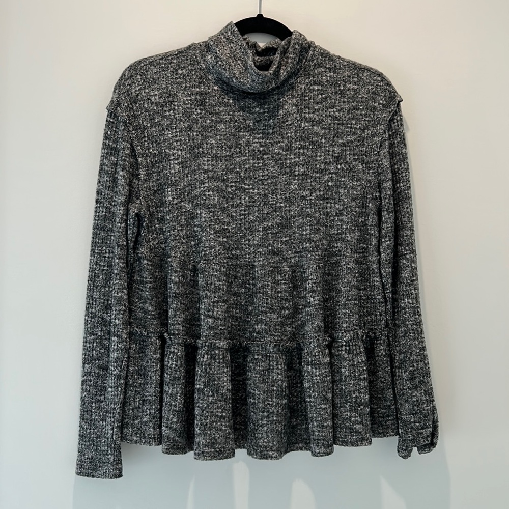 Anthropologie Mock Neck Peplum Top
